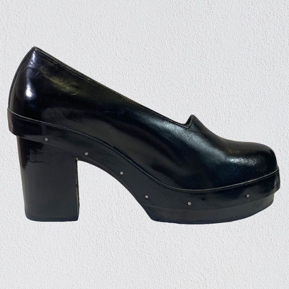 Vintage Comme des Garcons Black Platform Clogs Shoes 2004